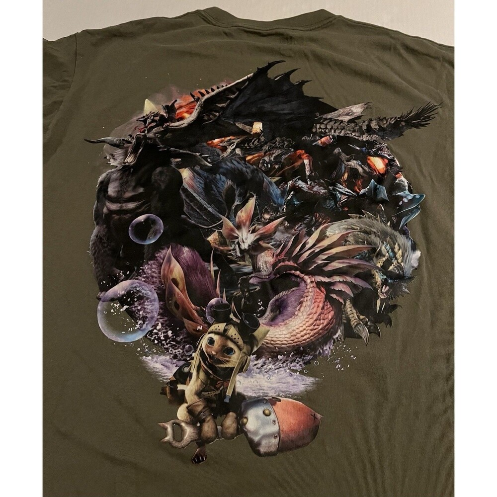 NEW Uniqlo Capcom Monster Hunter 40th Anniversary Green T-Shirt LARGE Gaming